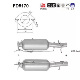 Filtre à particules / à suie, échappement AS FD5170