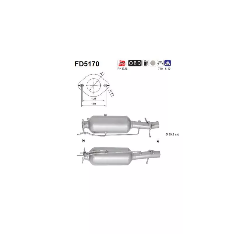 Filtre à particules / à suie, échappement AS FD5170