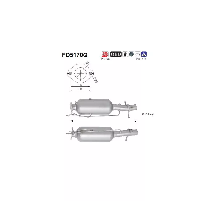 Filtre à particules / à suie, échappement AS FD5170Q