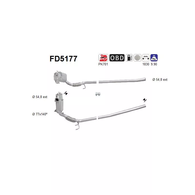 Filtre à particules / à suie, échappement AS FD5177