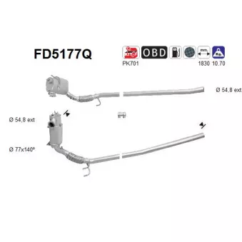 Filtre à particules / à suie, échappement AS FD5177Q