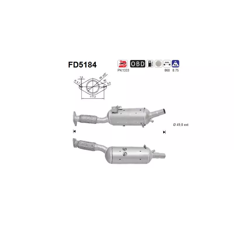 Filtre à particules / à suie, échappement AS FD5184