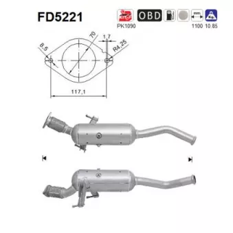 Filtre à particules / à suie, échappement AS FD5221