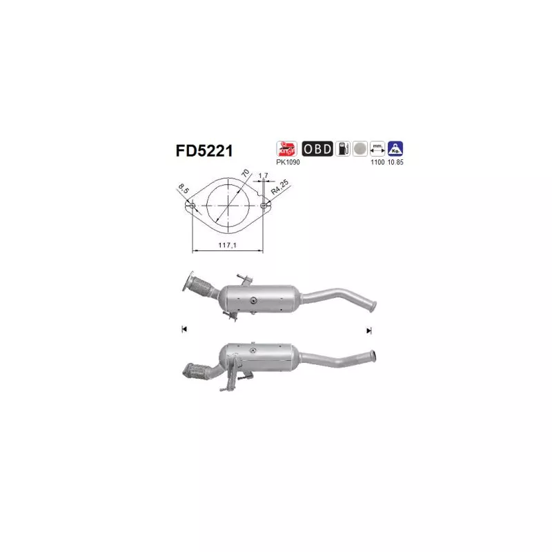 Filtre à particules / à suie, échappement AS FD5221