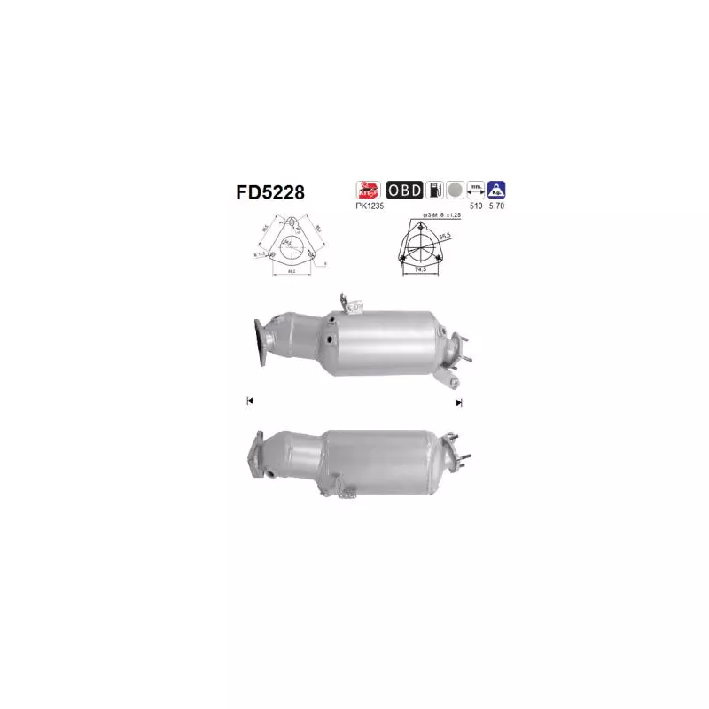 Filtre à particules / à suie, échappement AS FD5228