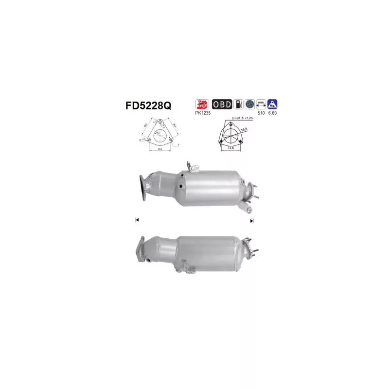Filtre à particules / à suie, échappement AS FD5228Q