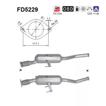 Filtre à particules / à suie, échappement AS FD5229