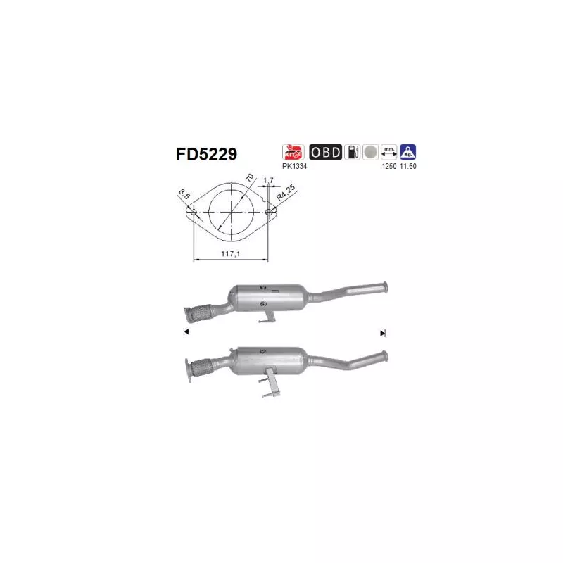 Filtre à particules / à suie, échappement AS FD5229