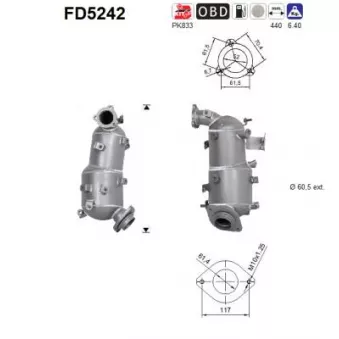 Filtre à particules / à suie, échappement AS FD5242
