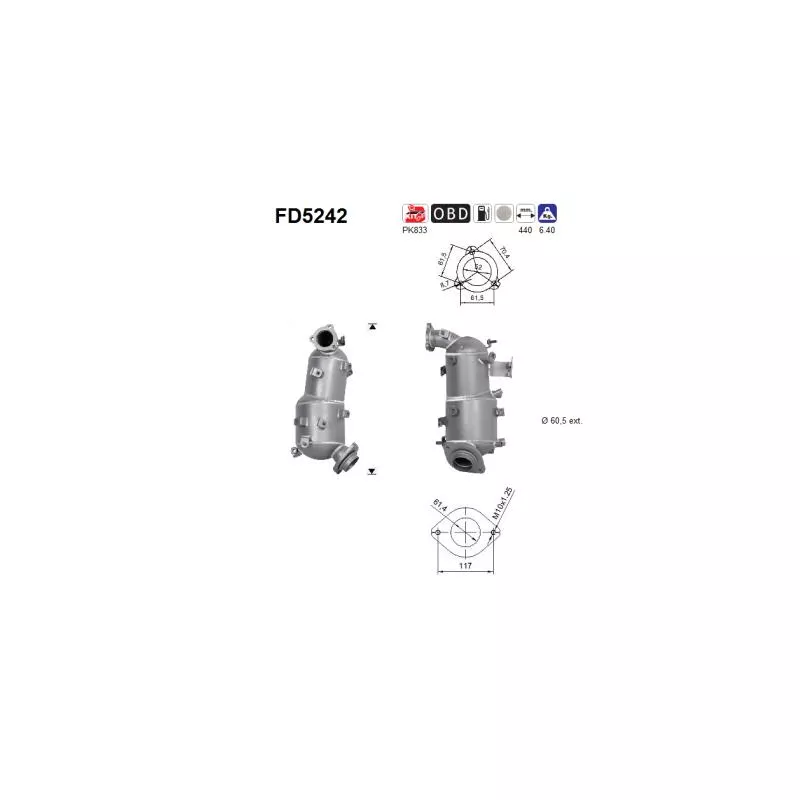Filtre à particules / à suie, échappement AS FD5242