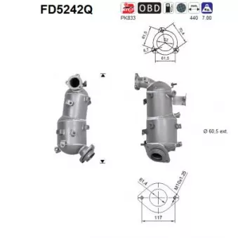 Filtre à particules / à suie, échappement AS FD5242Q