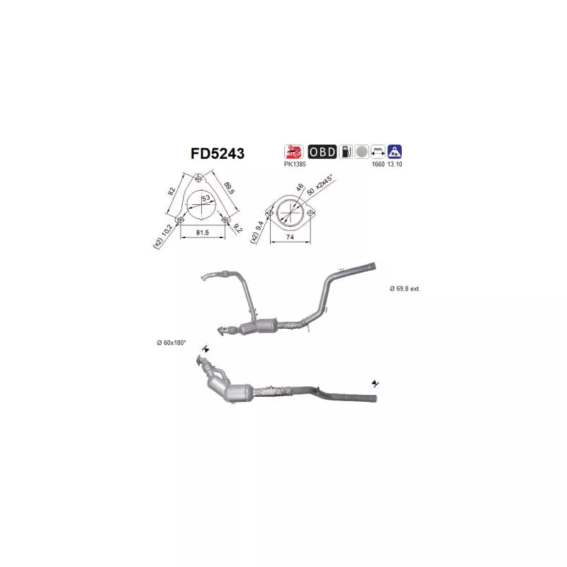 Filtre à particules / à suie, échappement AS FD5243