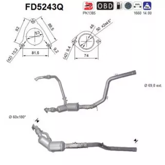 Filtre à particules / à suie, échappement AS FD5243Q
