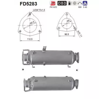 Filtre à particules / à suie, échappement AS FD5283