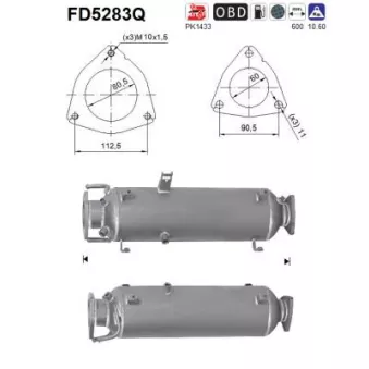 Filtre à particules / à suie, échappement AS FD5283Q