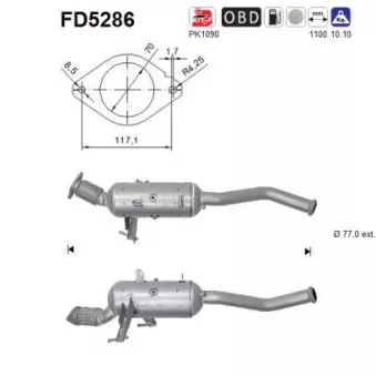 Filtre à particules / à suie, échappement AS FD5286
