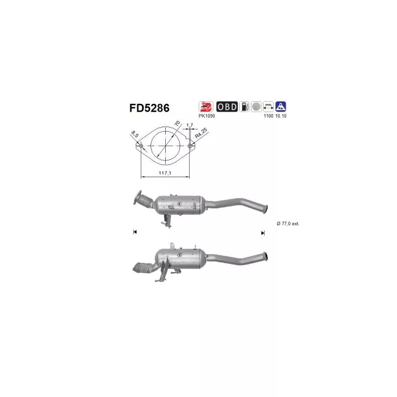 Filtre à particules / à suie, échappement AS FD5286