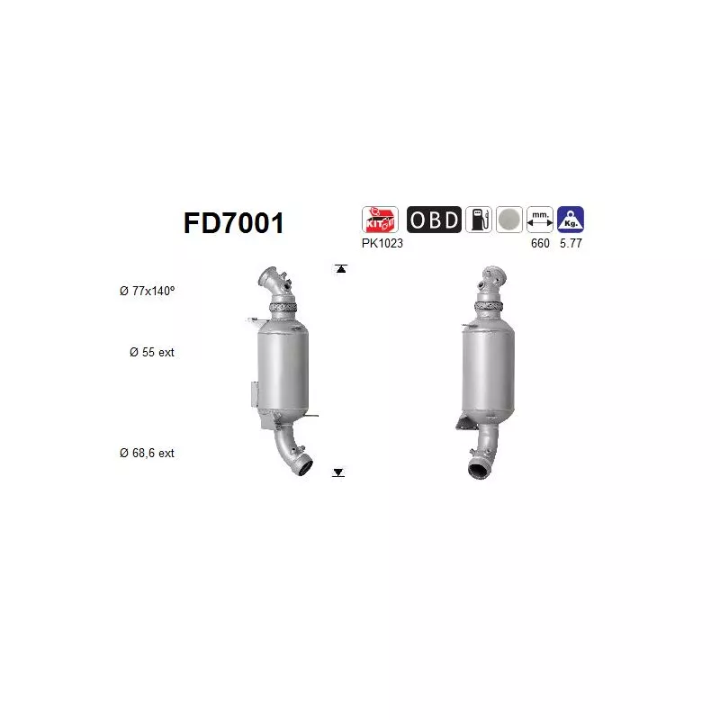 Filtre à particules / à suie, échappement AS FD7001