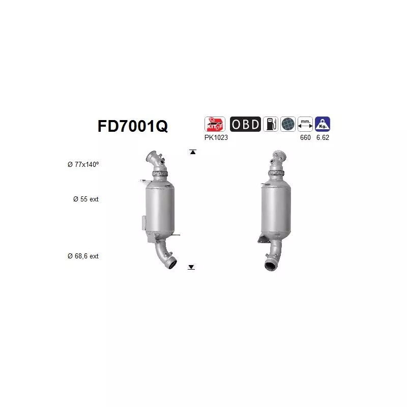 Filtre à particules / à suie, échappement AS FD7001Q