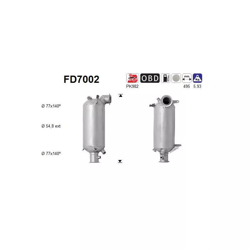 Filtre à particules / à suie, échappement AS FD7002