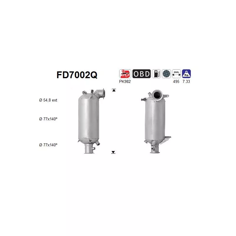 Filtre à particules / à suie, échappement AS FD7002Q