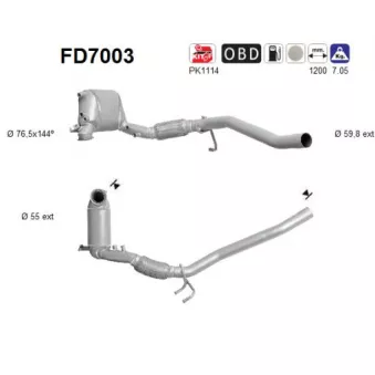 Filtre à particules / à suie, échappement AS FD7003