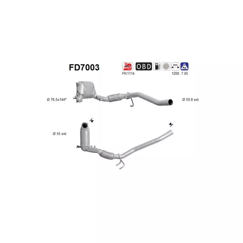 Filtre à particules / à suie, échappement AS FD7003