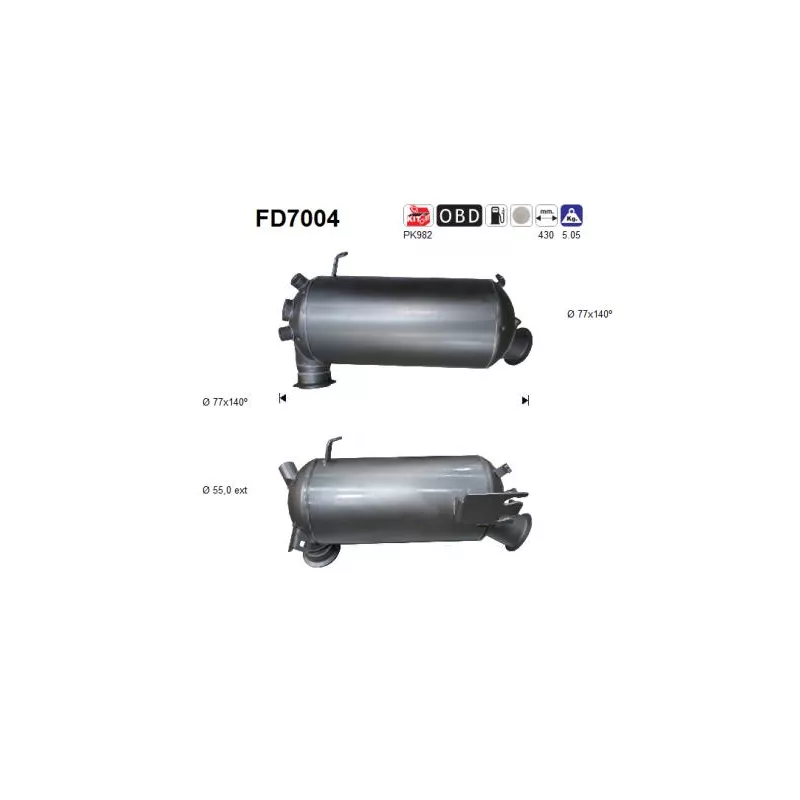 Filtre à particules / à suie, échappement AS FD7004