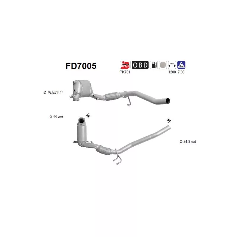 Filtre à particules / à suie, échappement AS FD7005