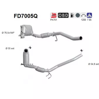 Filtre à particules / à suie, échappement AS FD7005Q