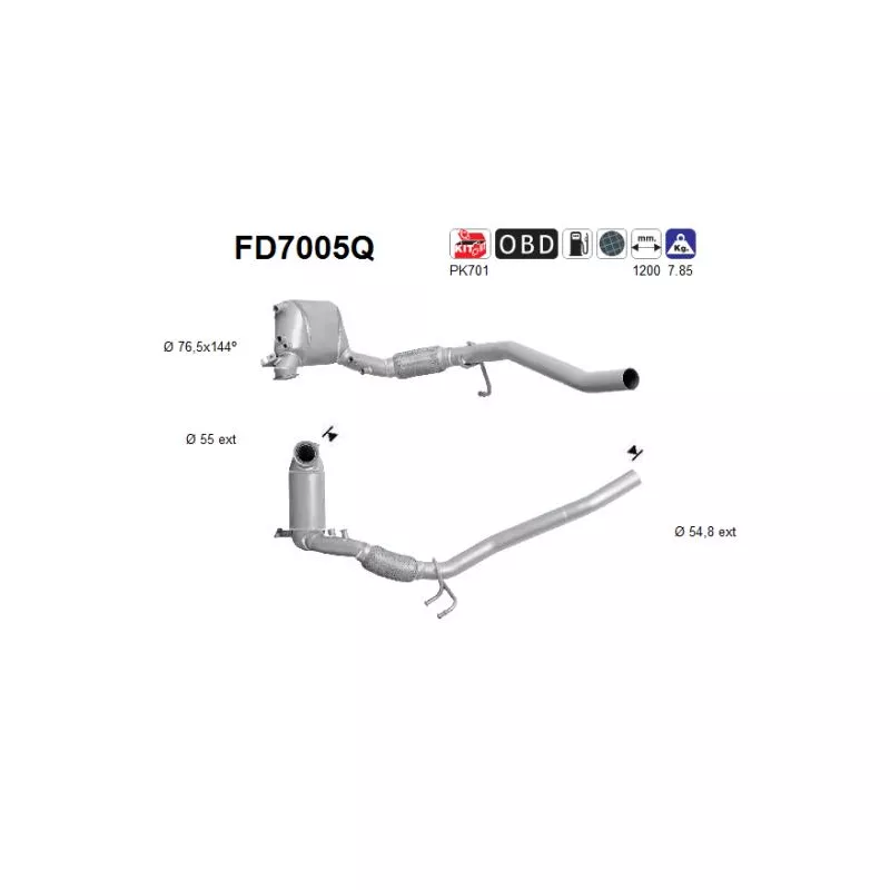 Filtre à particules / à suie, échappement AS FD7005Q