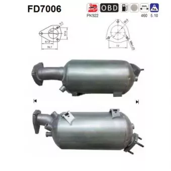 Filtre à particules / à suie, échappement AS FD7006