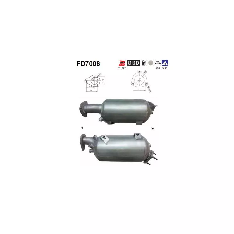 Filtre à particules / à suie, échappement AS FD7006