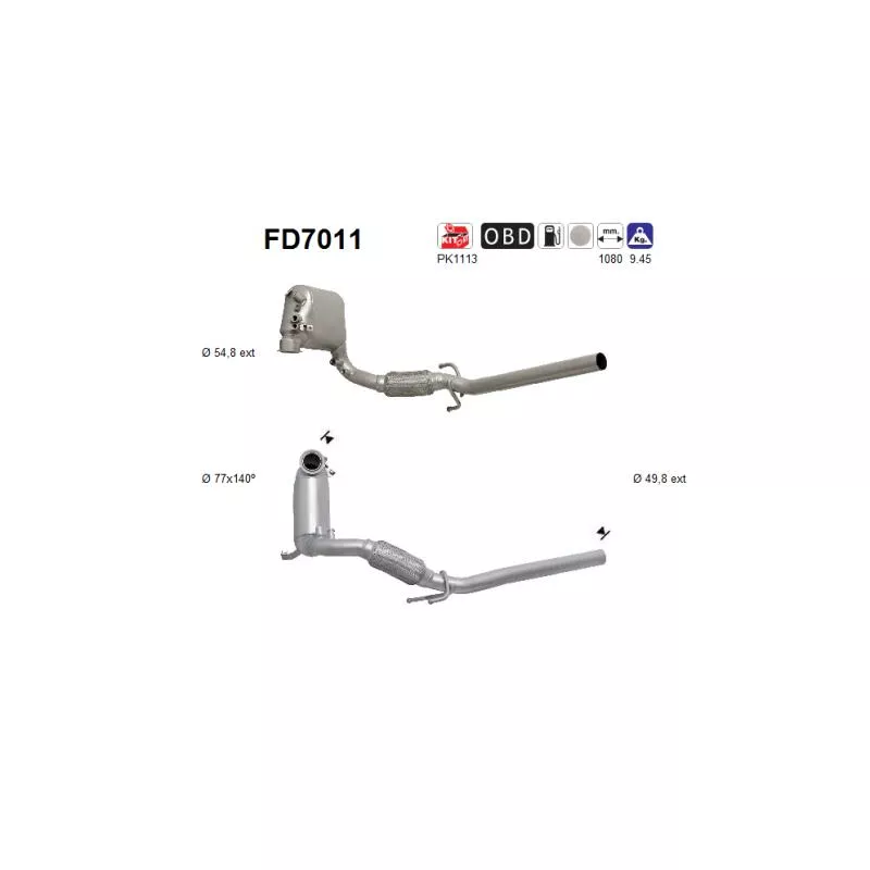 Filtre à particules / à suie, échappement AS FD7011