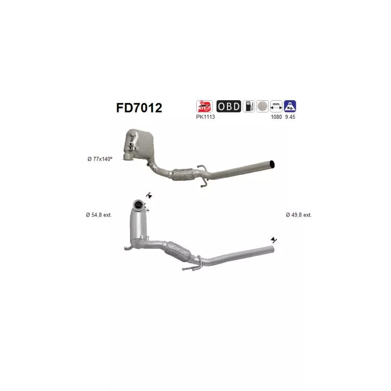 Filtre à particules / à suie, échappement AS FD7012