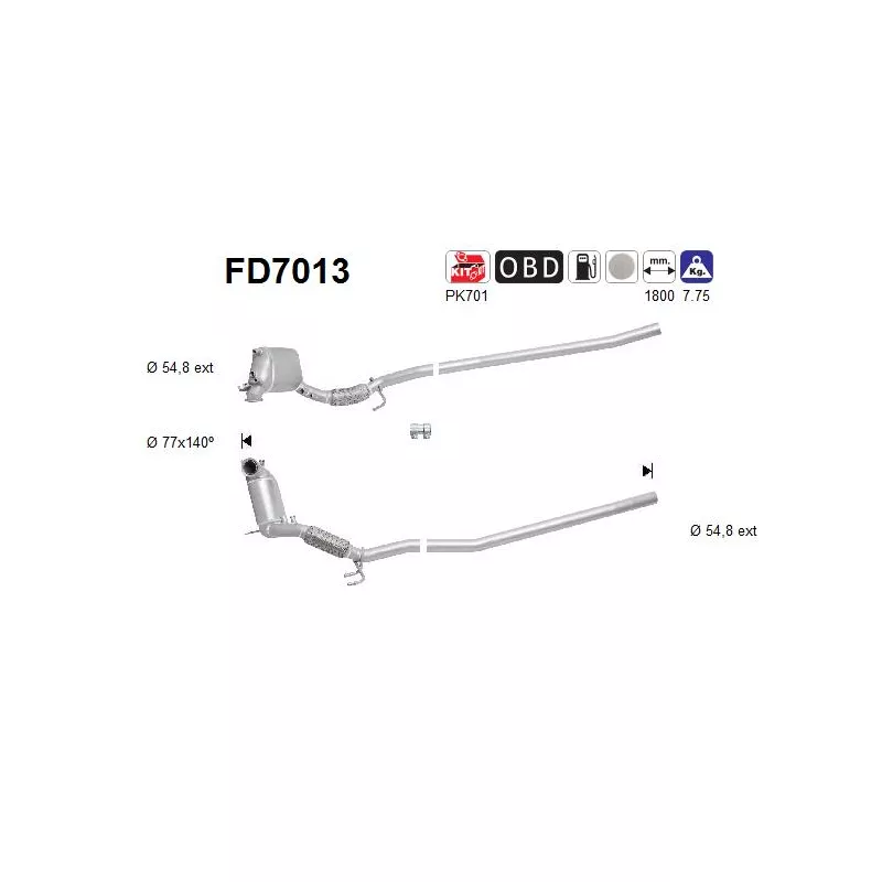 Filtre à particules / à suie, échappement AS FD7013