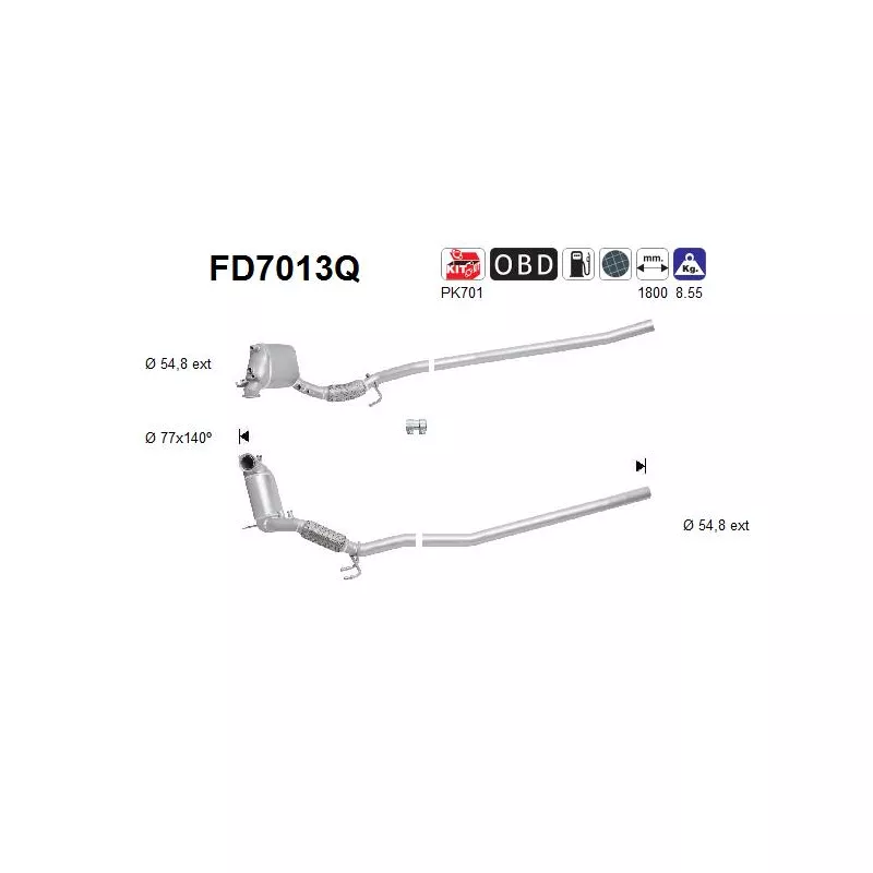 Filtre à particules / à suie, échappement AS FD7013Q