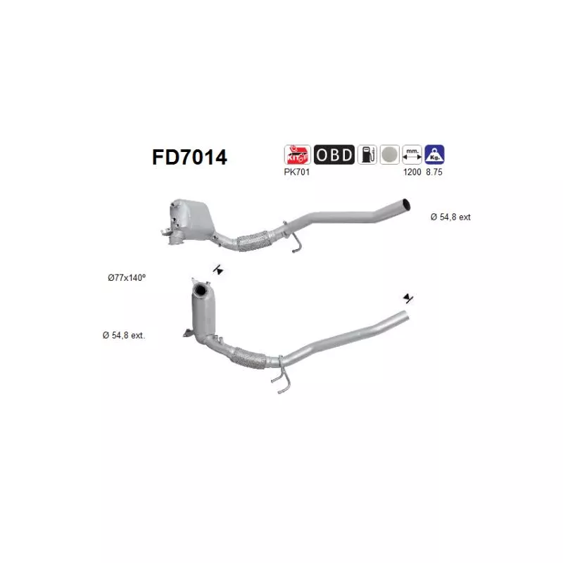 Filtre à particules / à suie, échappement AS FD7014