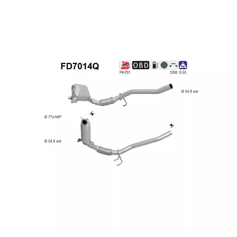 Filtre à particules / à suie, échappement AS FD7014Q