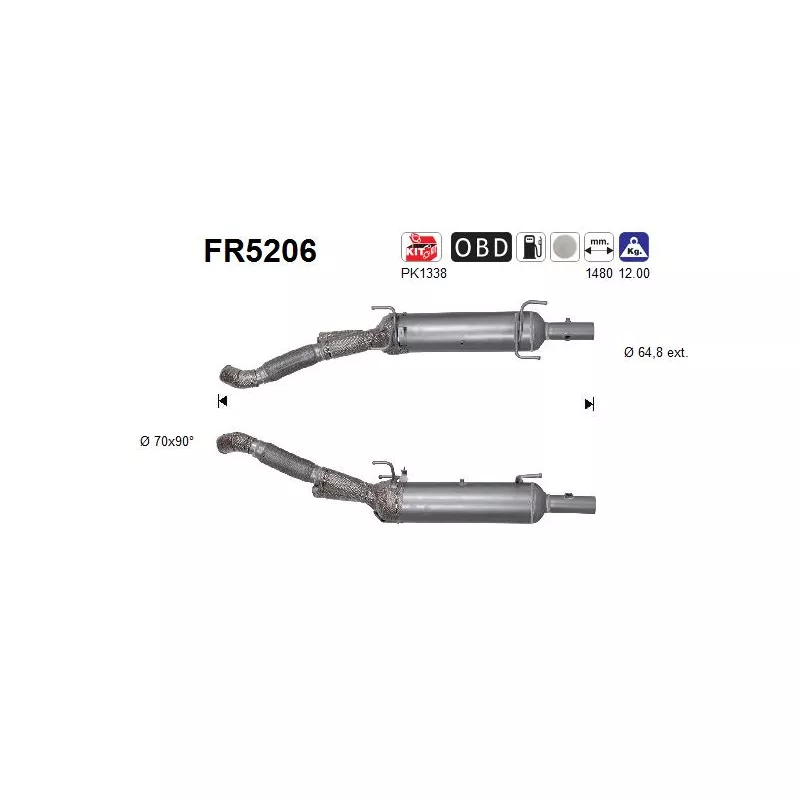Filtre à particules / à suie, échappement AS FR5206