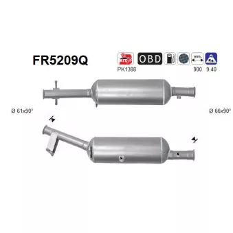 Filtre à particules / à suie, échappement AS FR5209Q
