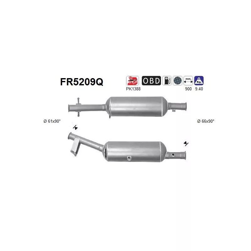 Filtre à particules / à suie, échappement AS FR5209Q