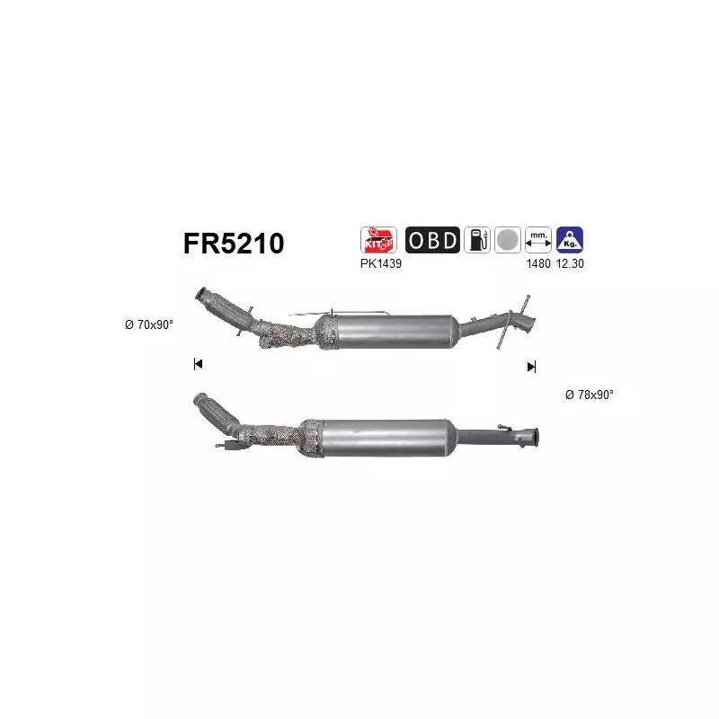 Filtre à particules / à suie, échappement AS FR5210