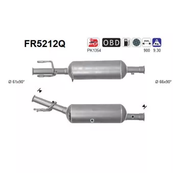 Filtre à particules / à suie, échappement AS FR5212Q