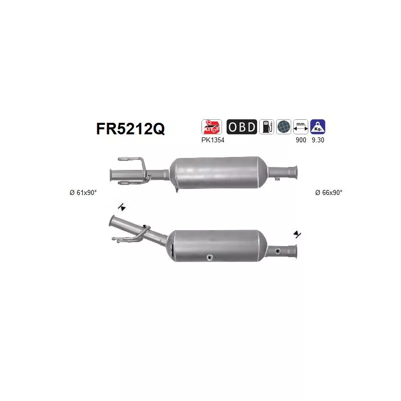 Filtre à particules / à suie, échappement AS FR5212Q