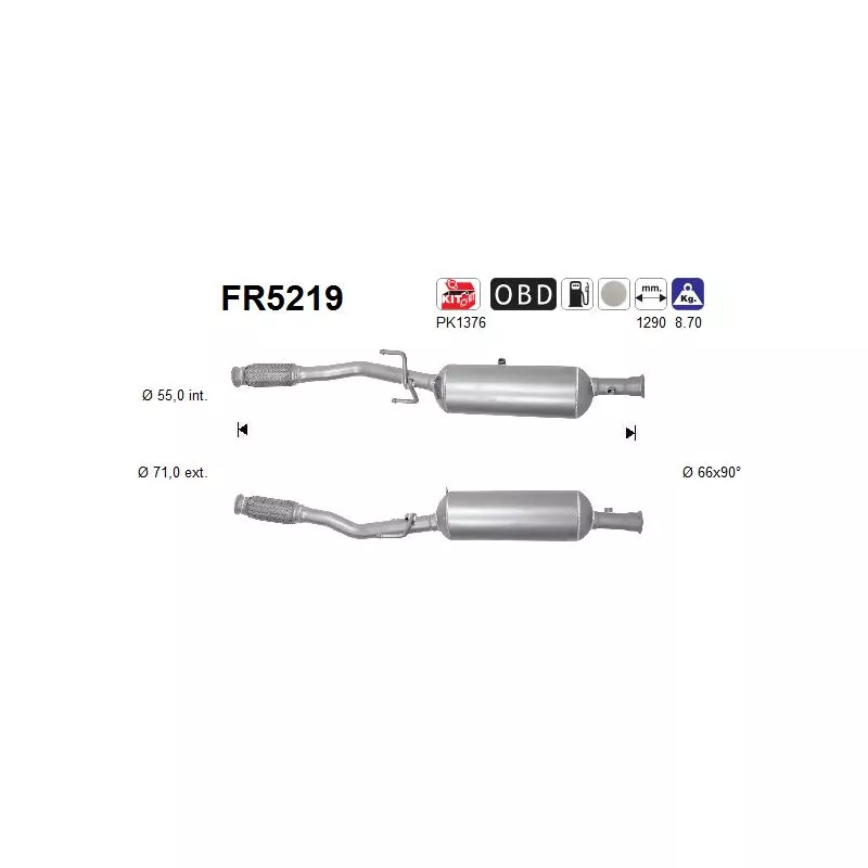 Filtre à particules / à suie, échappement AS FR5219