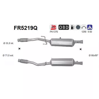 Filtre à particules / à suie, échappement AS FR5219Q
