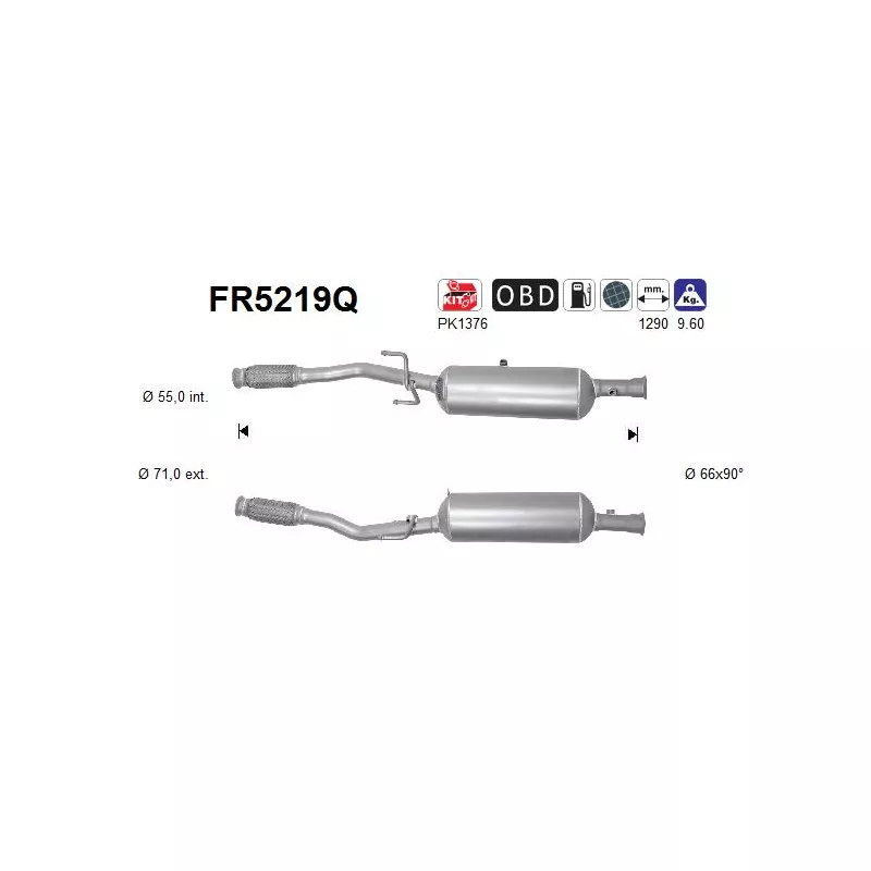 Filtre à particules / à suie, échappement AS FR5219Q