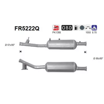 Filtre à particules / à suie, échappement AS FR5222Q