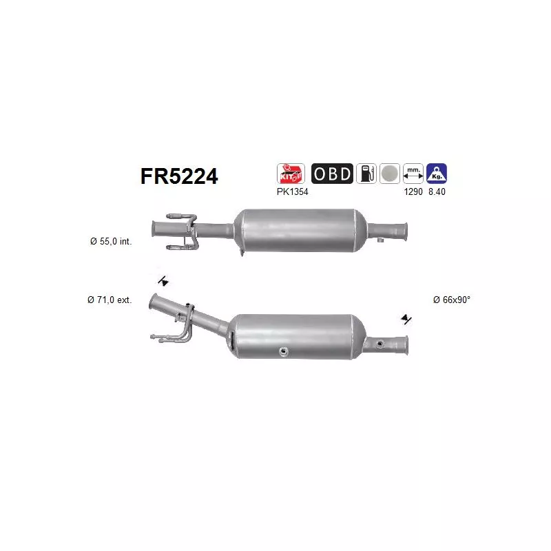 Filtre à particules / à suie, échappement AS FR5224